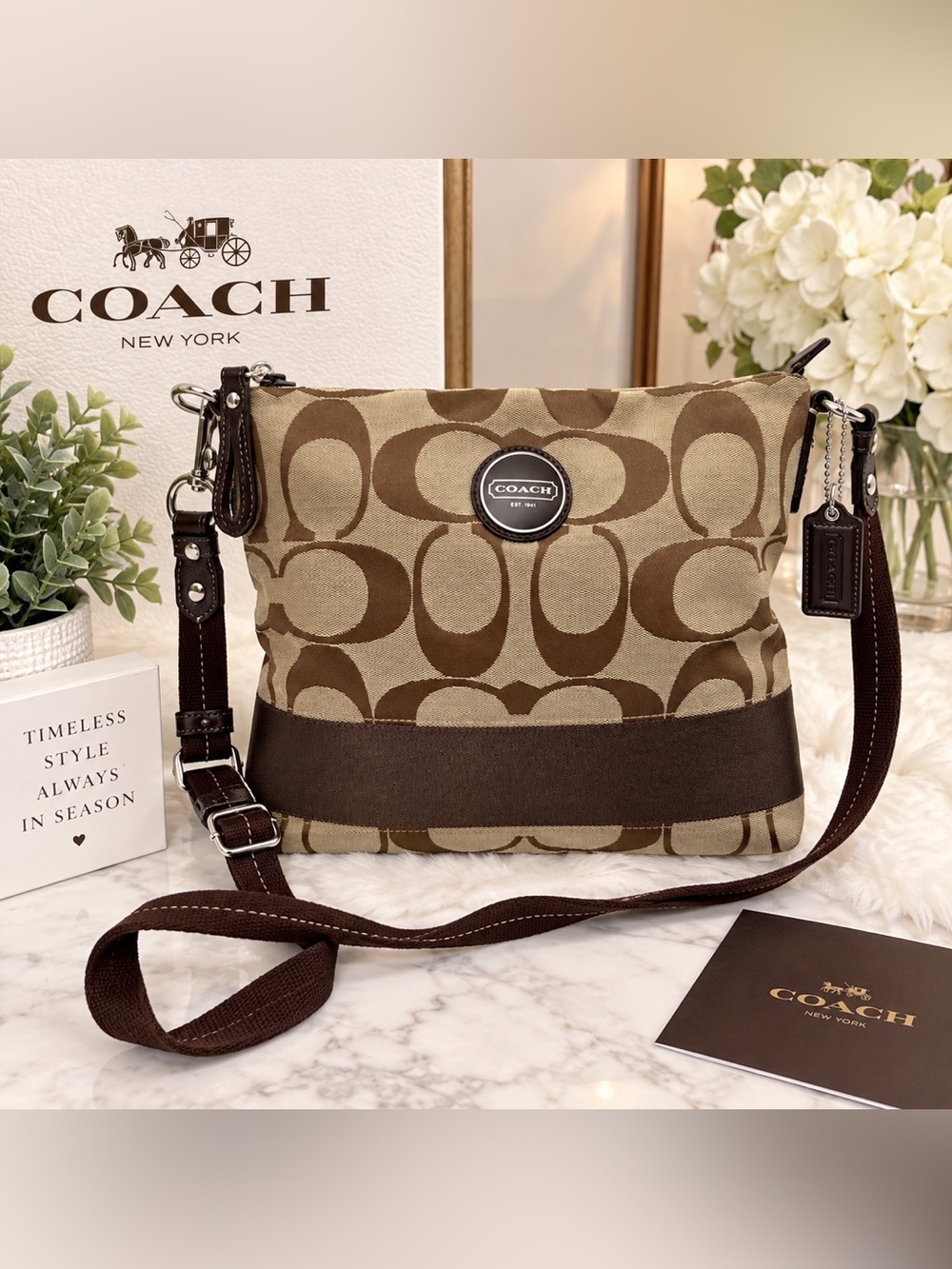 Coach Signature Stripe File Crossbody Bag F19220 / F17435
